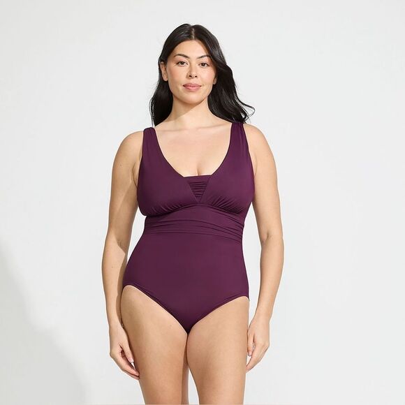 Land's End 1 piece Swimsuit Grecian slendersuit runs small size up Wine Various - Picture 1 of 8